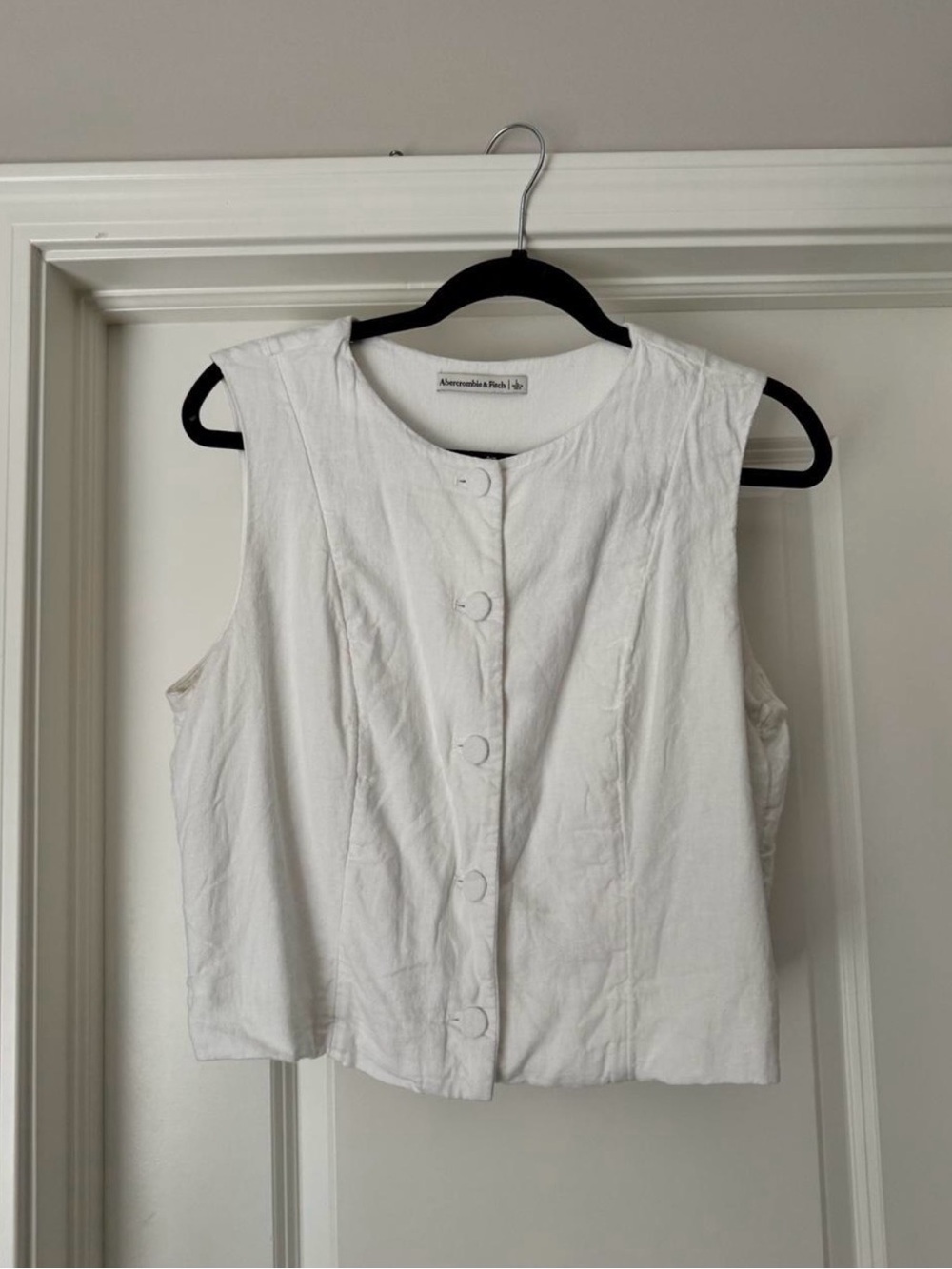 Abercrombie & Fitch Linen Blend Cropped Vest